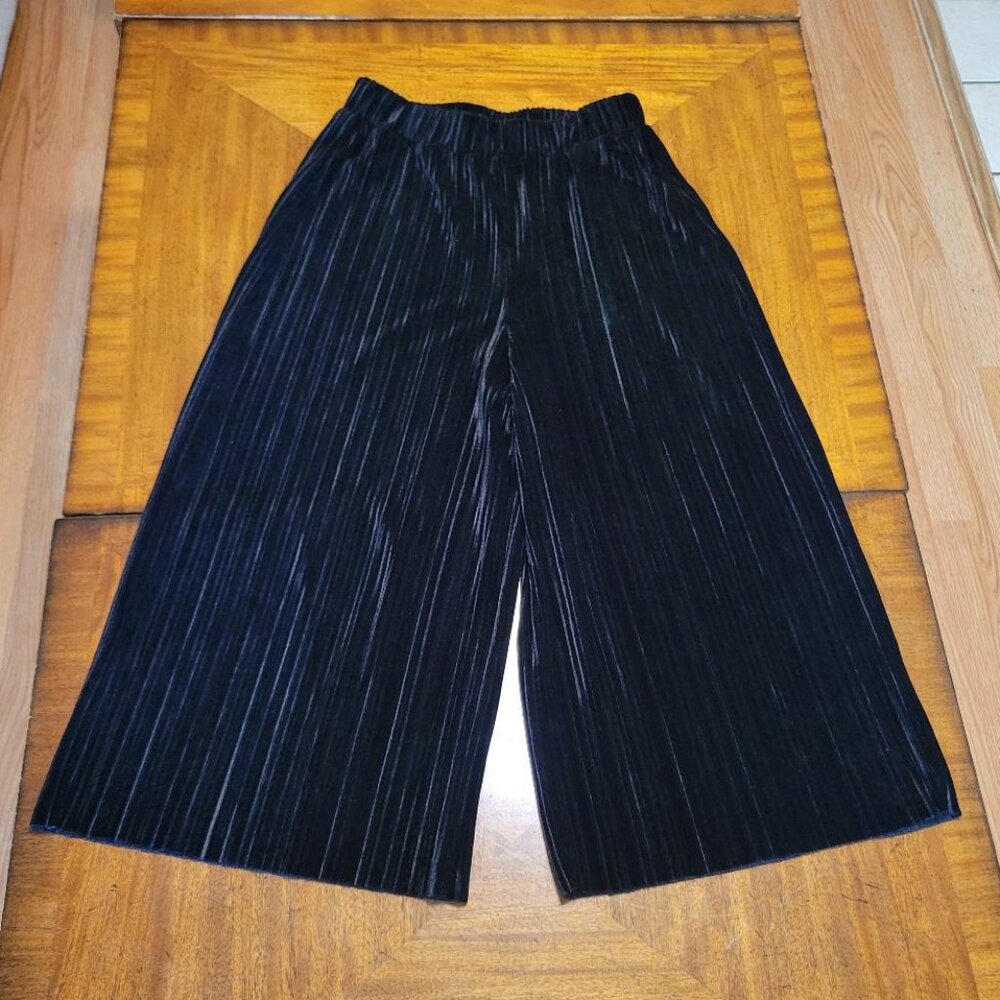 BCBGeneration Black Velvet Plisse Culottes